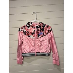 Nike Kids Girls Pink Floral Print Windbreaker Jacket‎ Size Medium
